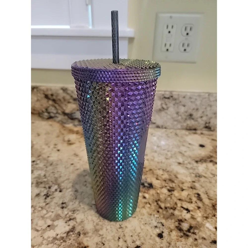 Starbucks Oil Slick Rainbow Studded Tumbler Cold Cup 24oz Venti 2023. NEW